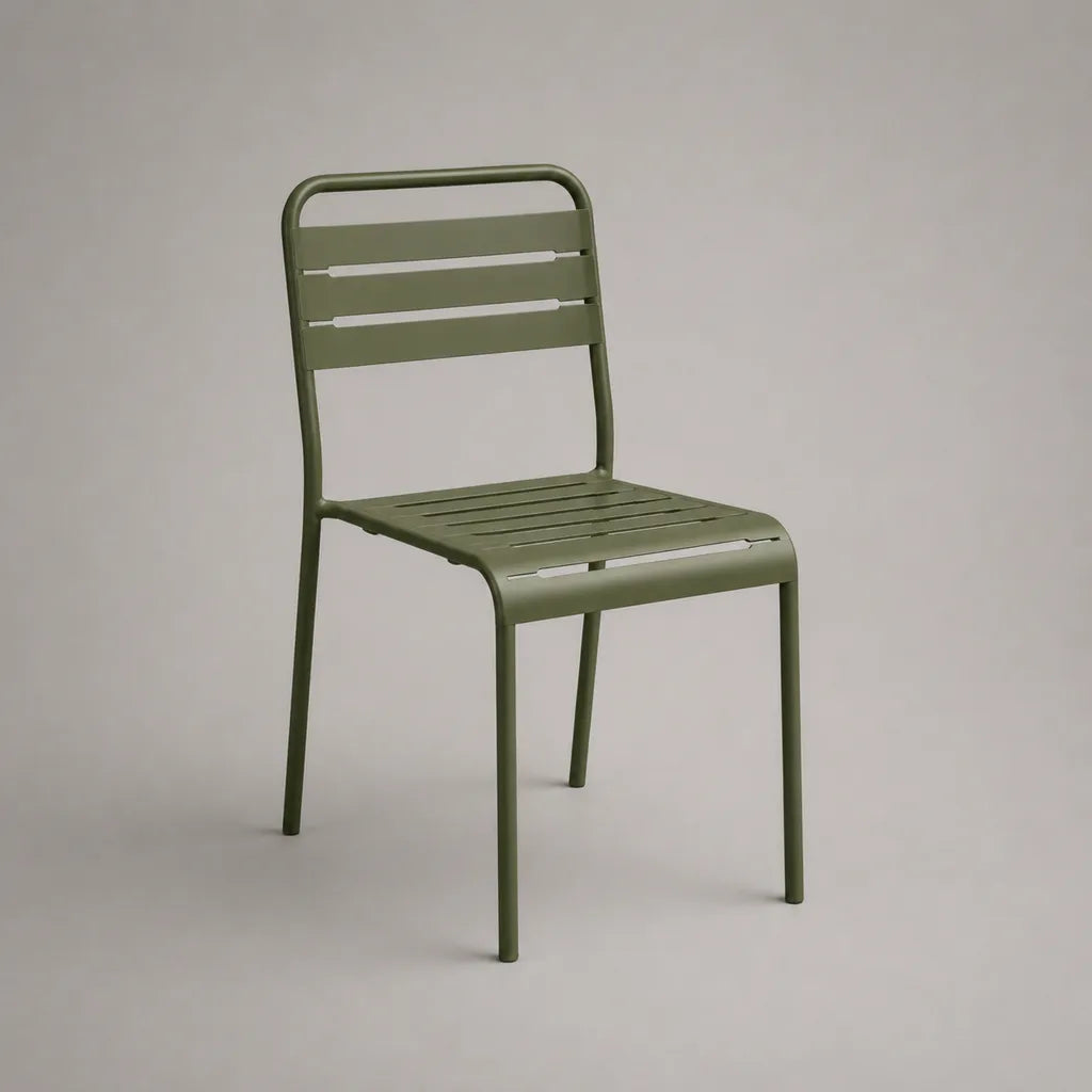 Sedia da esterno in acciaio verde oliva, 50 × 54 × 84 cm