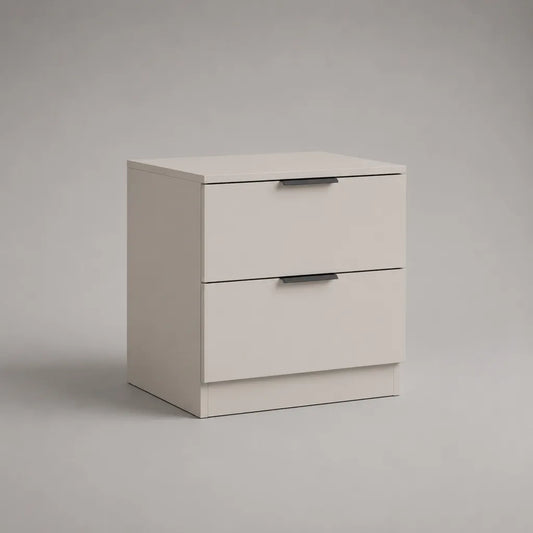 Comodino rettangolare bianco in pannello truciolare con 2 cassetti, 50 x 40 x 55 cm
