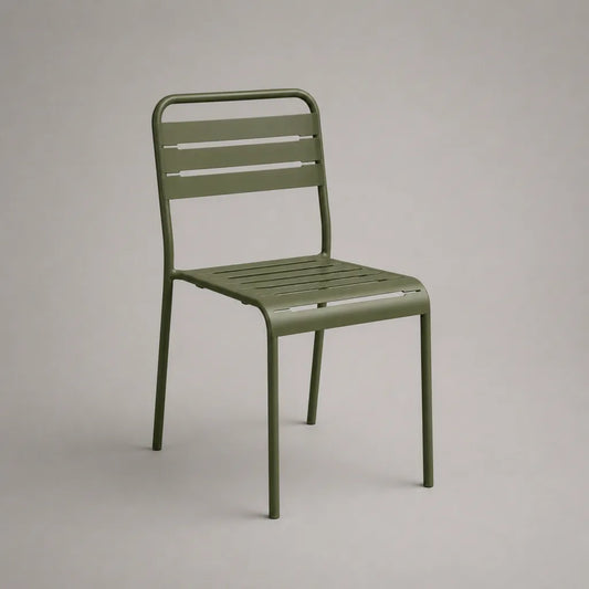 Sedia da esterno in acciaio verde oliva, 50 × 54 × 84 cm